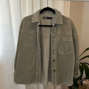 zara corduroy green shacket